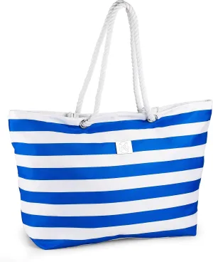 BANG&CARSEN Extra Large Beach Bag With Zipper - XXL Beach Tote Bag For Women With Many Pockets