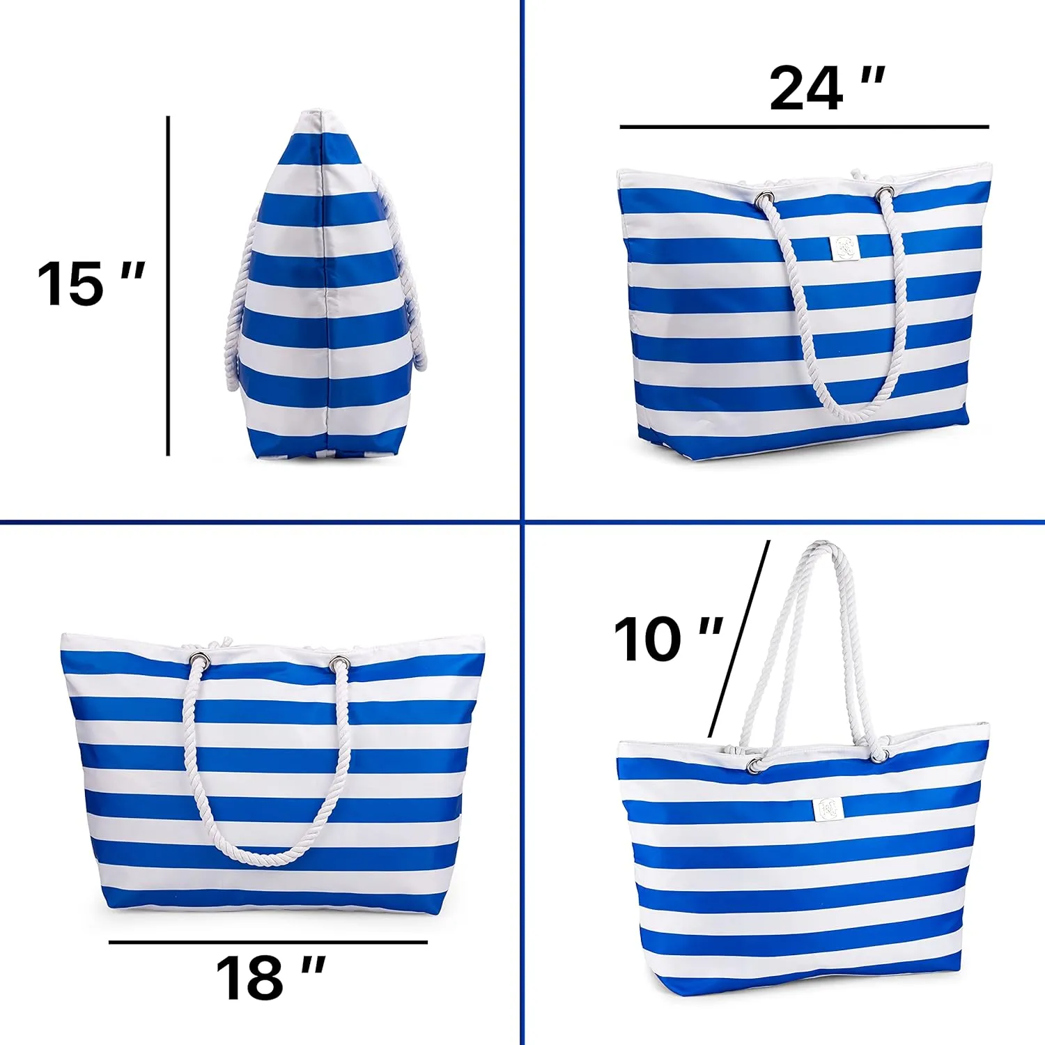 BANG&CARSEN Extra Large Beach Bag With Zipper - XXL Beach Tote Bag For Women With Many Pockets