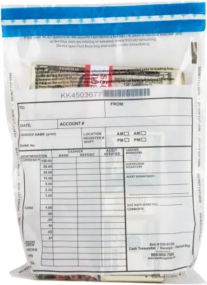 BankSupplies Ultima Blue Cash Transmittal Bags | 9W x 12H | Pack of 100 | Captive Flap Closure | Tamper Evident Tape | Write-on Panel | Heat, Cold & Moisture Detection | Deposit Plastic Bags