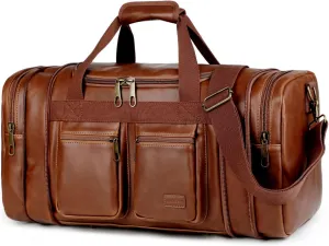 Baosha Leather Travel Duffel Weekender Bag Carry on Overnight Bag Vintage For men and Women HB-21 (Crazy Horse Brown)