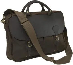 Barbour Men's Barbour Wax Leather Briefcase, Olive, Brown, One Size