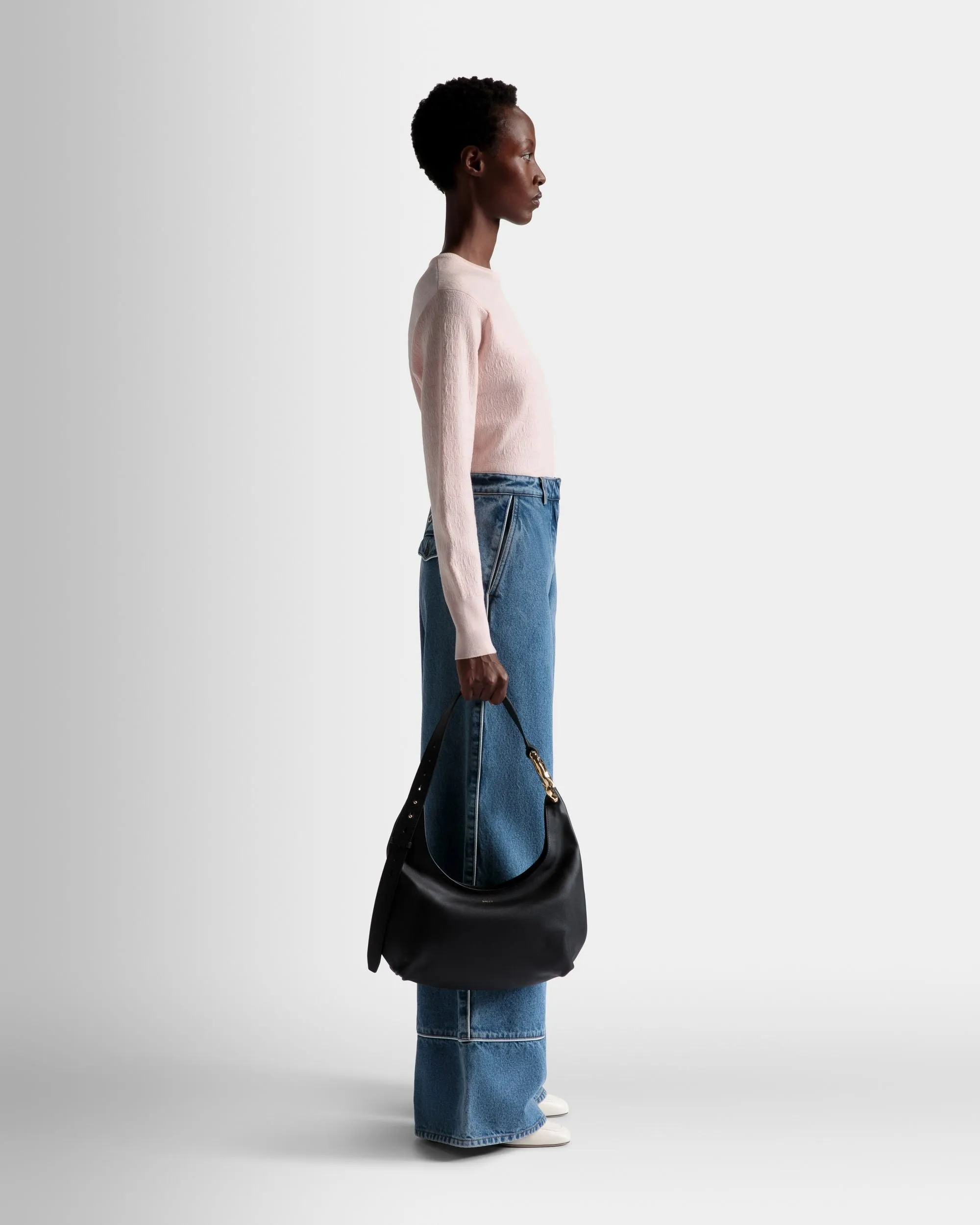 Baroque Hobo Bag In Black Leather