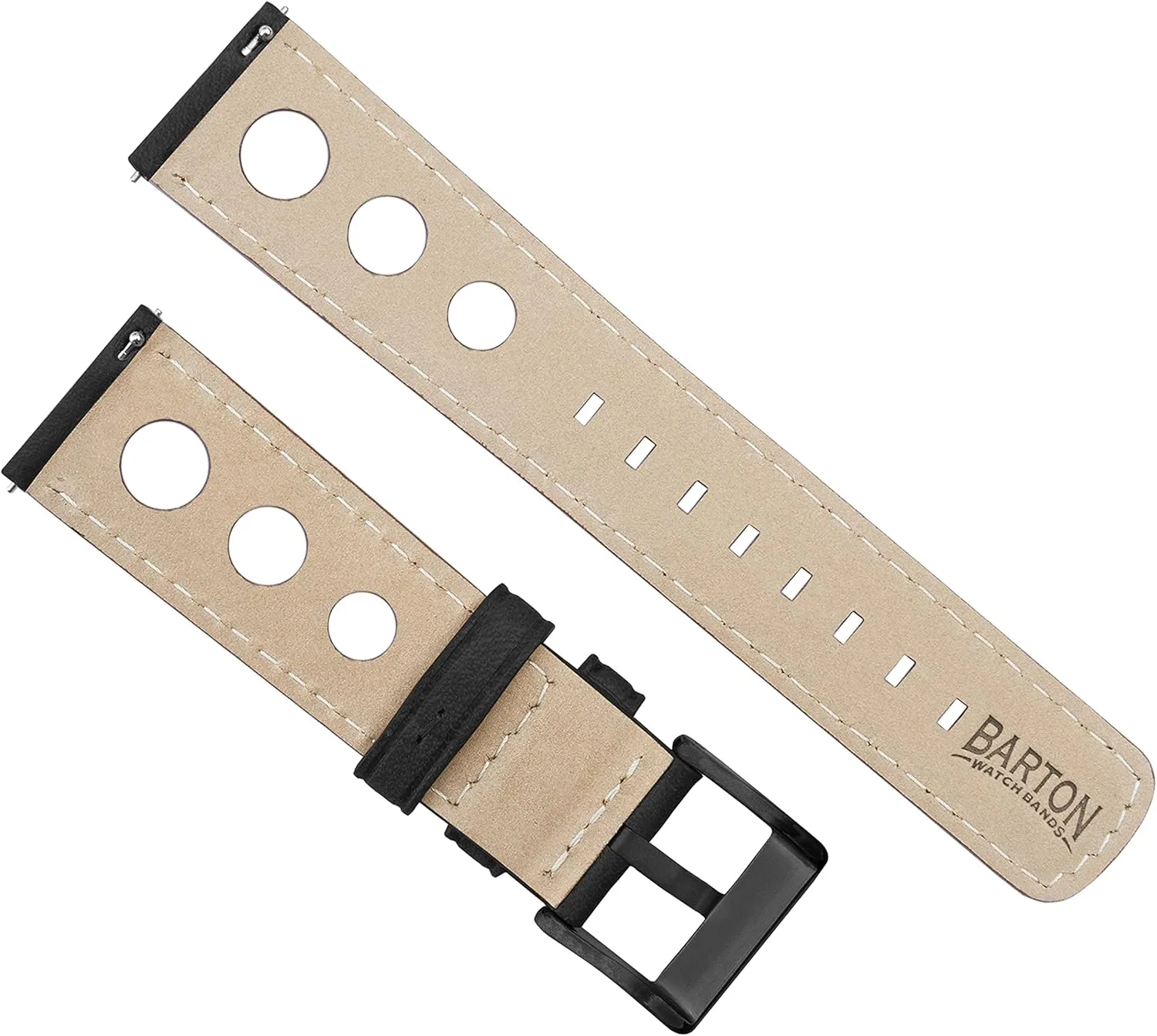Barton Racing & Rally Horween Leather Straps with Integrated Quick Release Spring Bars - Standard Length fits Wrists 5" to 8"-18mm, 19mm, 20mm, 21mm, 22mm, 23mm & 24mm Watch Bands - Choose Strap Color & Width