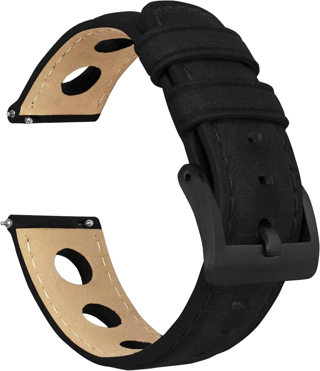 Barton Racing & Rally Horween Leather Straps with Integrated Quick Release Spring Bars - Standard Length fits Wrists 5" to 8"-18mm, 19mm, 20mm, 21mm, 22mm, 23mm & 24mm Watch Bands - Choose Strap Color & Width
