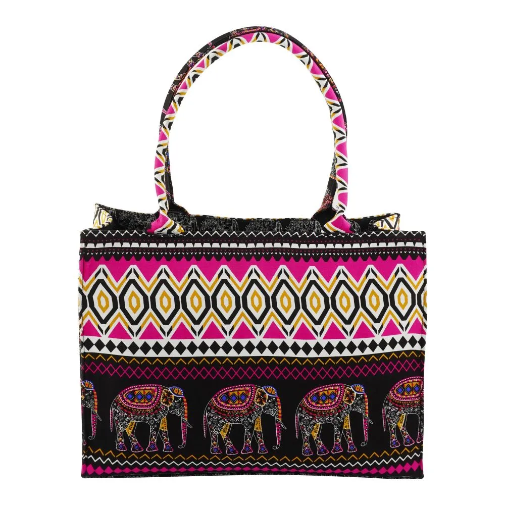 Basix Fab Ele Canvas Tote Handbag, Pink, FAB-07