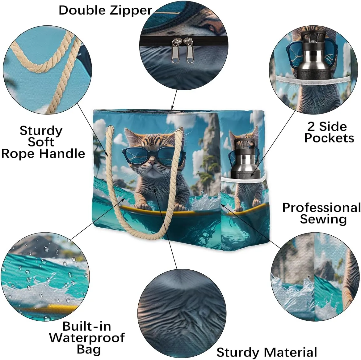 Beach Bags for Women Large Pool Beach Tote Reusable Grocery Shoulder Bag for Swim Travel Shopping Vacation Picnic