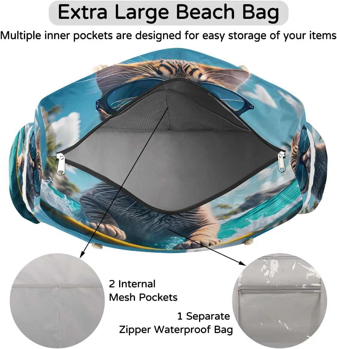 Beach Bags for Women Large Pool Beach Tote Reusable Grocery Shoulder Bag for Swim Travel Shopping Vacation Picnic