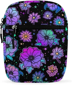 Beautiful Neon Flowers Mini Messenger Bag Small Satchel Crossbody Bag Cross Body Shoulder Bag With Adjustable Straps