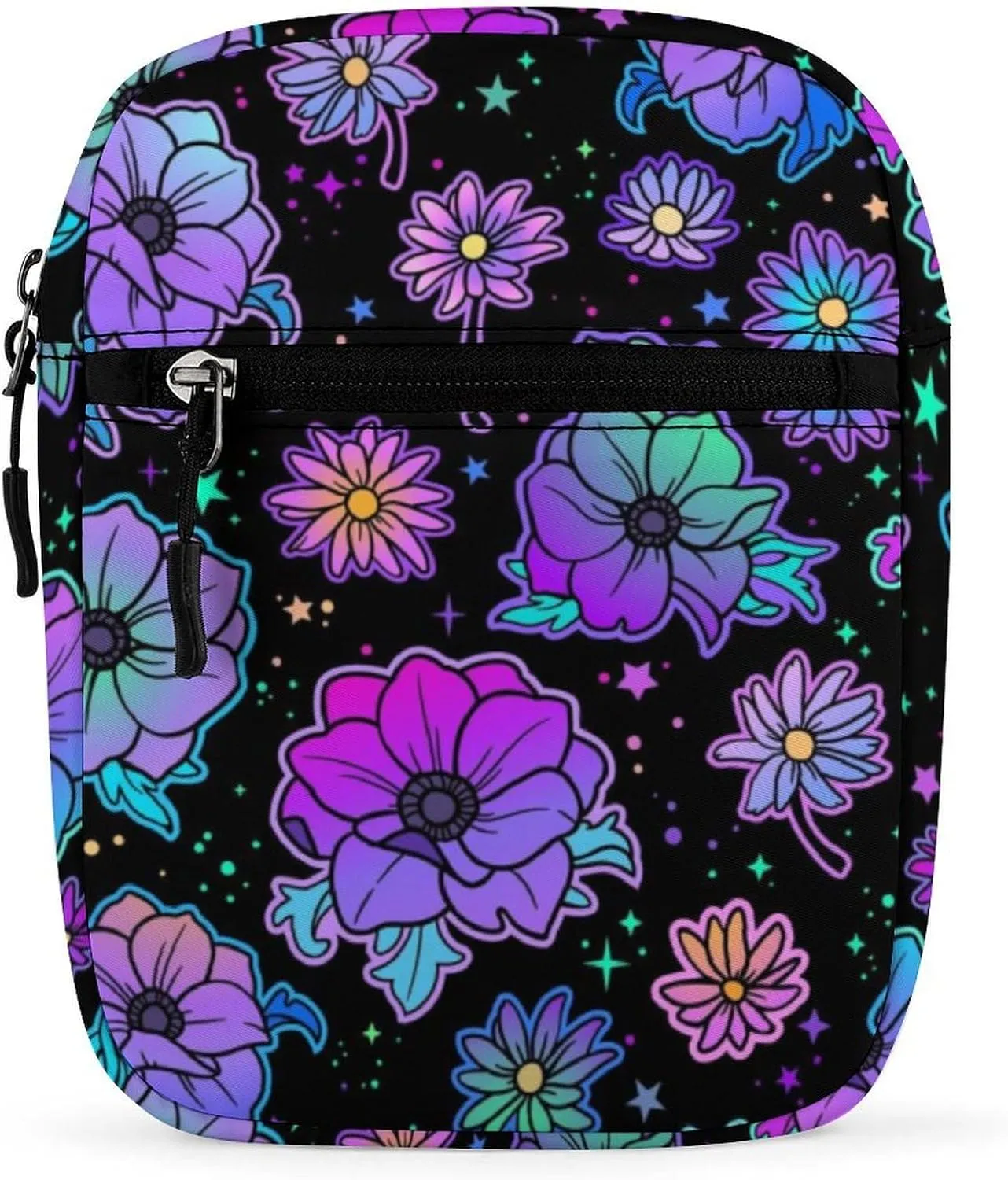 Beautiful Neon Flowers Mini Messenger Bag Small Satchel Crossbody Bag Cross Body Shoulder Bag With Adjustable Straps