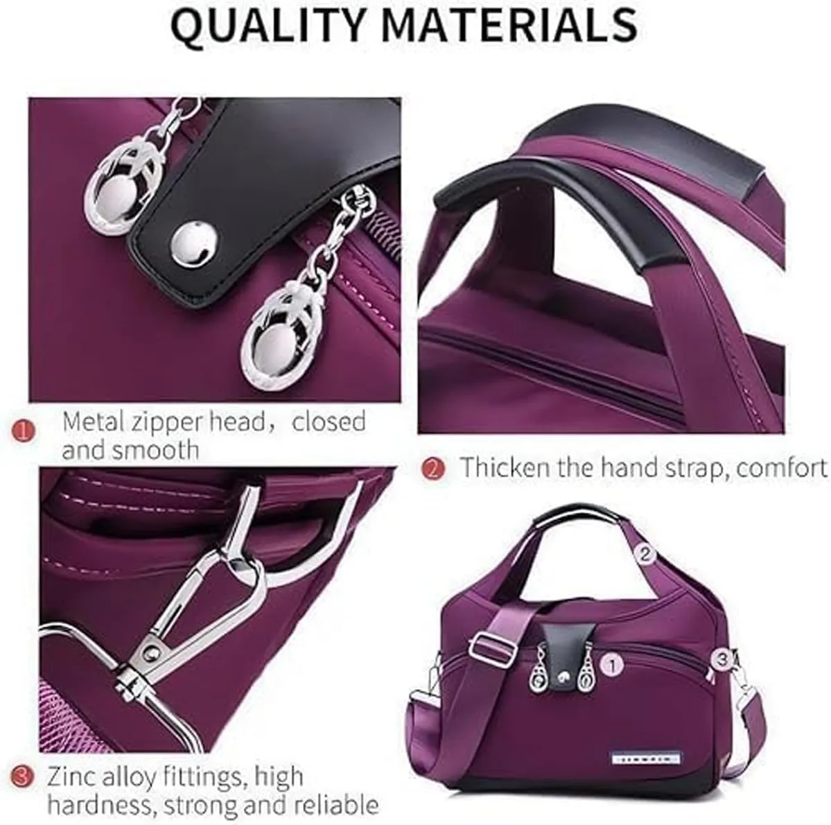 Beautifuldeer Anti Theft Handbag, Fashion Lightweight Messenger Bag, Waterproof Oxford Cloth Satchel, Zipper Multi-Layer