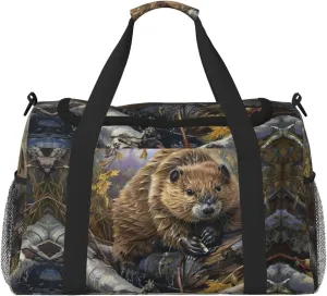 beaver working Print Everyday Use Travel Duffle Bag Large Capacity Travel Bag Stylish Functional Bag