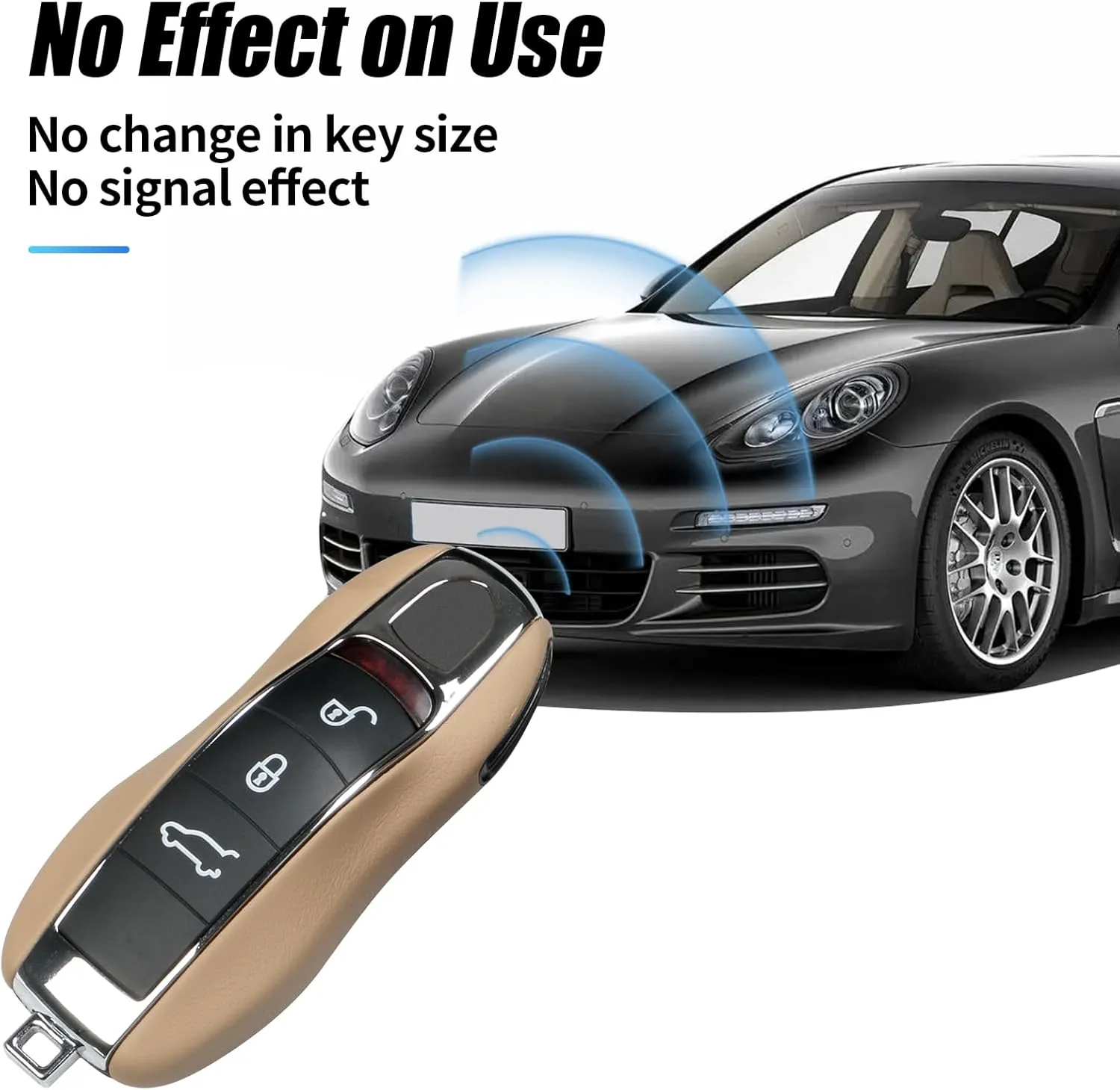 Beige Yellow Key Fob Cover Leather Compatible with Porsche Key Shell Key Fob Shell Replacement Compatible with Porsche Cayenne Panamera 911 718 Macan Boxster Cayman Accessories