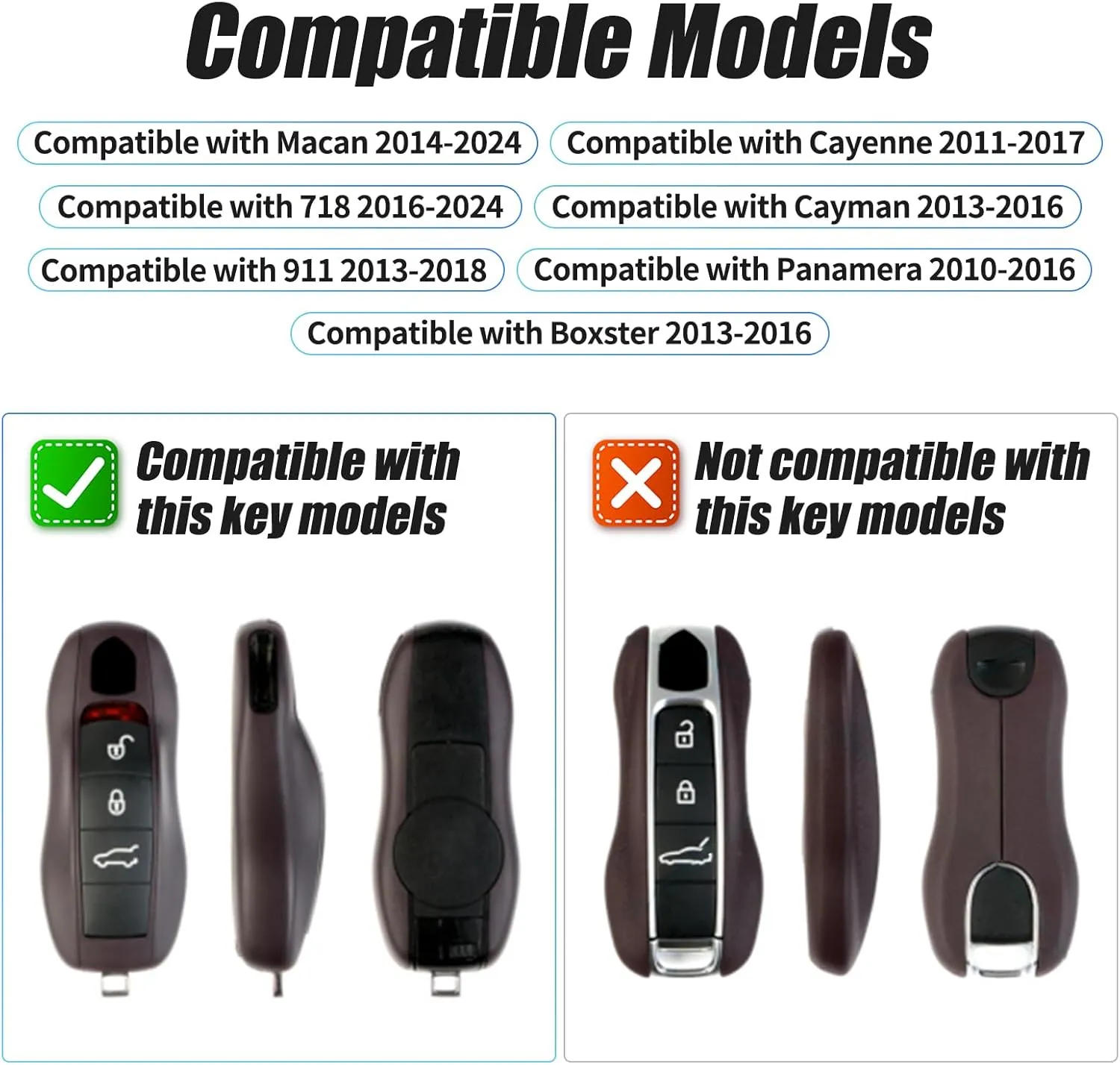 Beige Yellow Key Fob Cover Leather Compatible with Porsche Key Shell Key Fob Shell Replacement Compatible with Porsche Cayenne Panamera 911 718 Macan Boxster Cayman Accessories