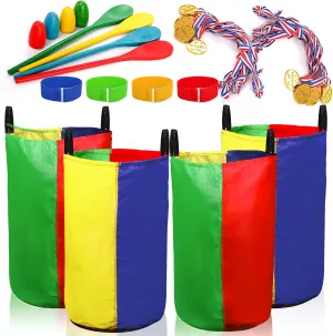 Bekith 26PCS Outdoor Games Potato Sack Race Bags for Kids Adults, Egg Spoon Relay Race, 3 Legged Race Bands, Outside Backyard Field Day Family Reunion Birthday Party Carnival Games Easter Games