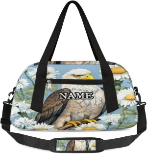 Birds Falcon Daisy Personalized Kids Duffel Bag Custom Gym Sports Duffle Bag Teen Travel Gymnastic Weekender Overnighter Bag Carry on Toe Bag for Boys & Girls