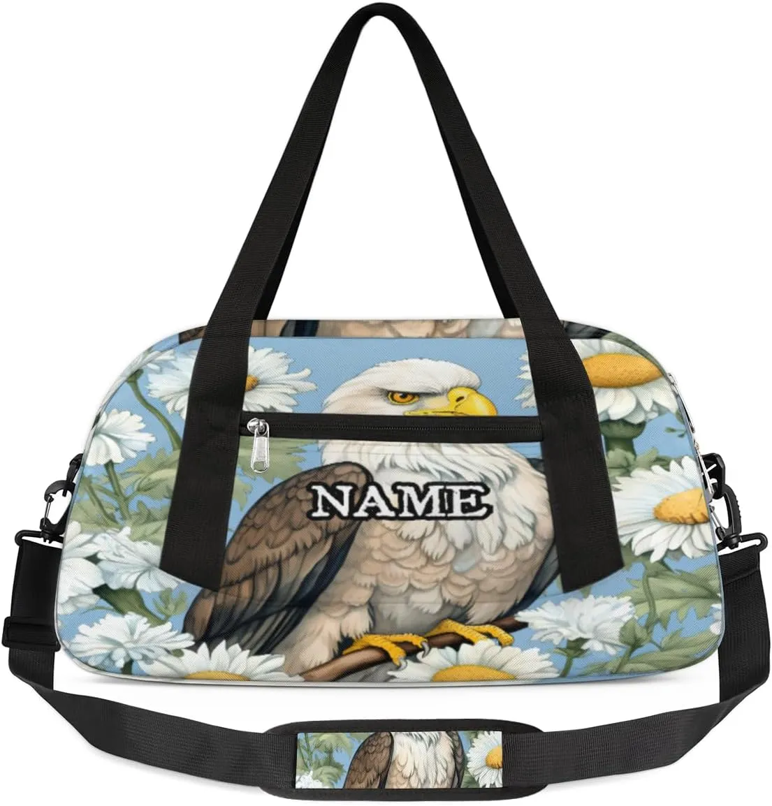 Birds Falcon Daisy Personalized Kids Duffel Bag Custom Gym Sports Duffle Bag Teen Travel Gymnastic Weekender Overnighter Bag Carry on Toe Bag for Boys & Girls