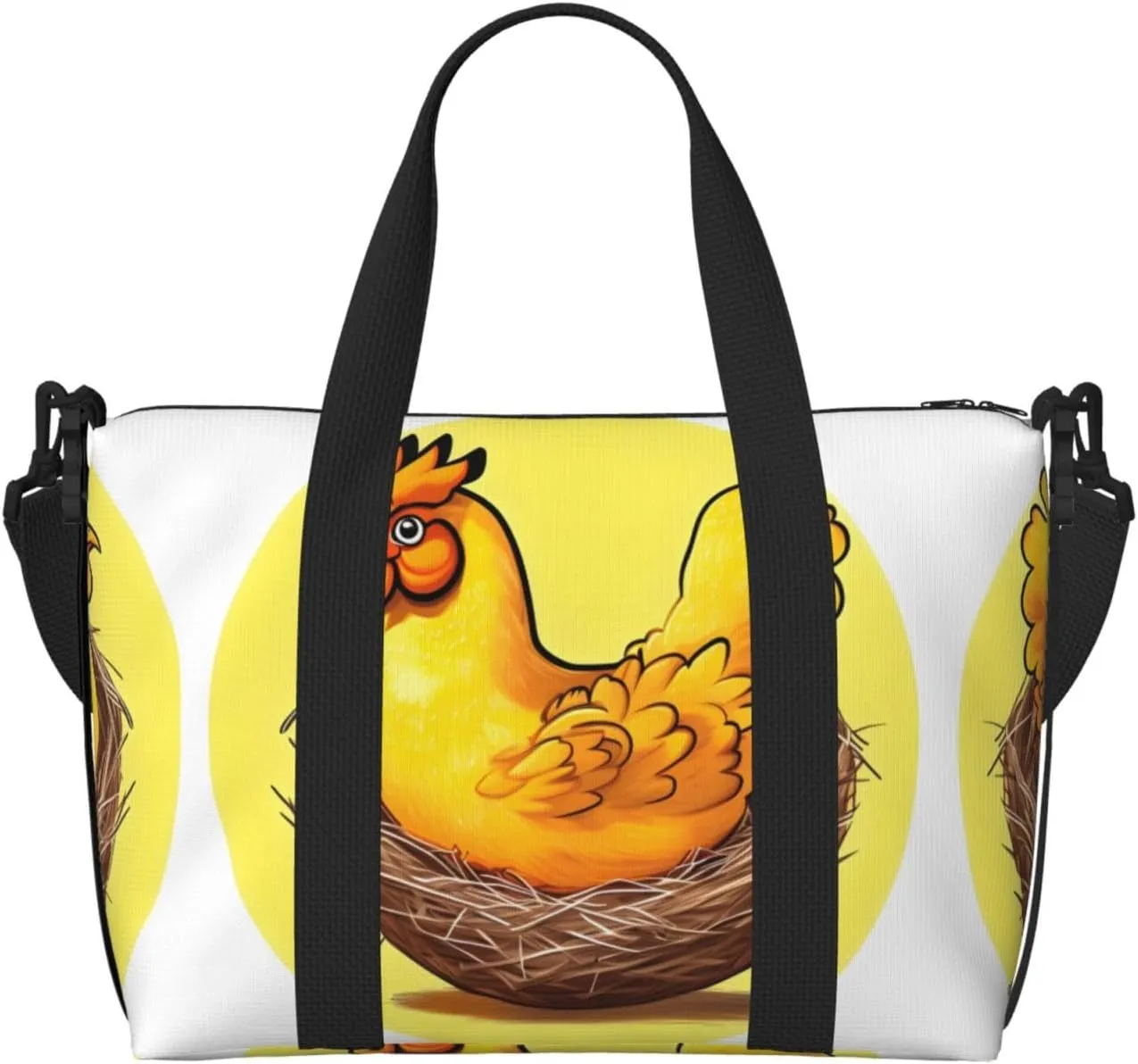 Bird's Nest Golden Chicken Women's Hand-held Crossbody Travel Bag, Casual Handbag with Zipper, Suitable for Work, Travel, Fitness, Travel