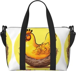 Bird's Nest Golden Chicken Women's Hand-held Crossbody Travel Bag, Casual Handbag with Zipper, Suitable for Work, Travel, Fitness, Travel