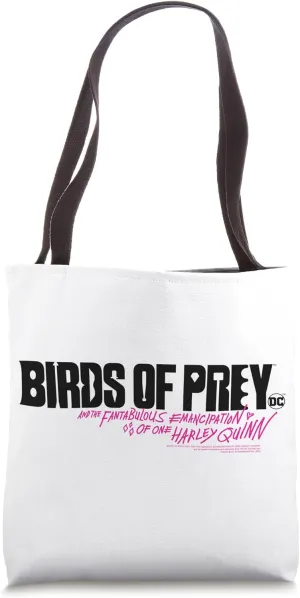 Birds of Prey Black and Pink Horizontal Logo Tote Bag