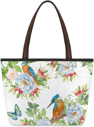 Birds Pomegranates Flowers Tote Bag for Women Womens Handbags Tote Bag for Work Shopping Travel Beach