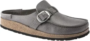 Birkenstock Women's Buckley Moccasin Clog in Gray Natural Leather Size 39/8-8.5 Narrow