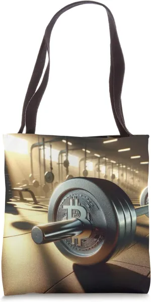 Bitcoin Gym Training Weight Biceps Muscles Dumbbell Iron Tote Bag