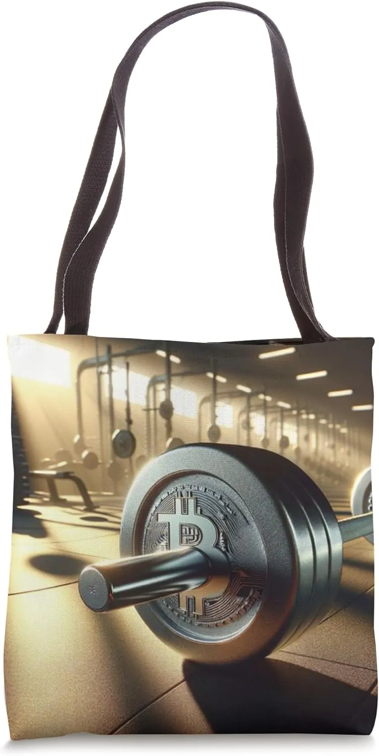 Bitcoin Gym Training Weight Biceps Muscles Dumbbell Iron Tote Bag