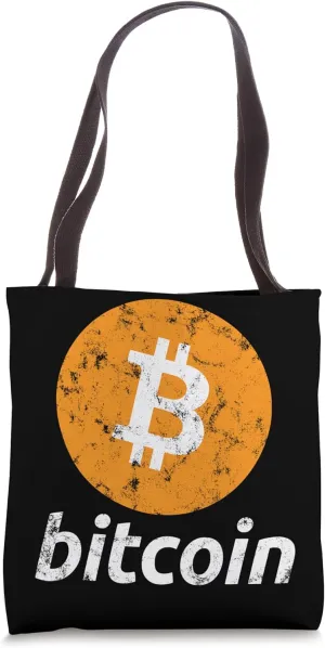Bitcoin Logo HODL Crypto Cryptocurrency Retro Distressed Tote Bag
