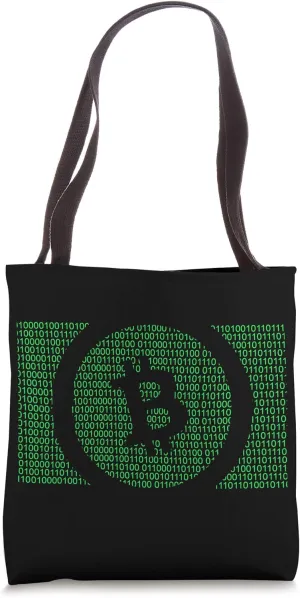Bitcoin Number Code Illusion Cryptocurrency Satoshi Logo Tote Bag