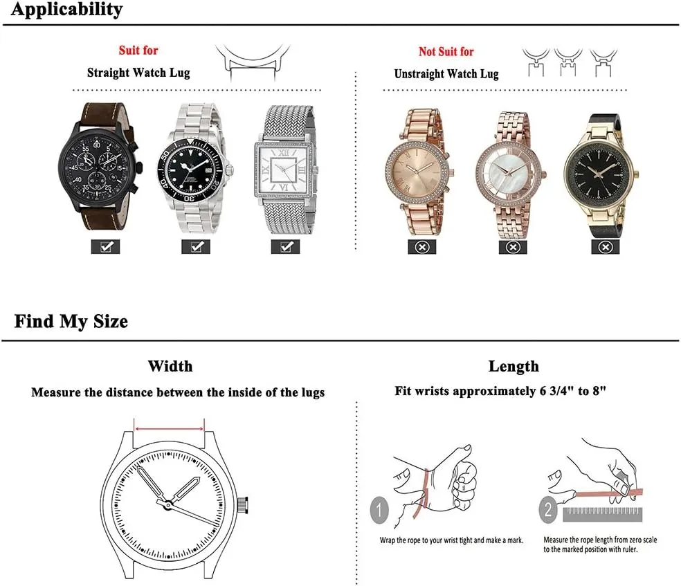 Black 24mm Genuine Leather Wristwatch Watch Band Oil Tan Vintage Watchband for Men with Stainless Buckle