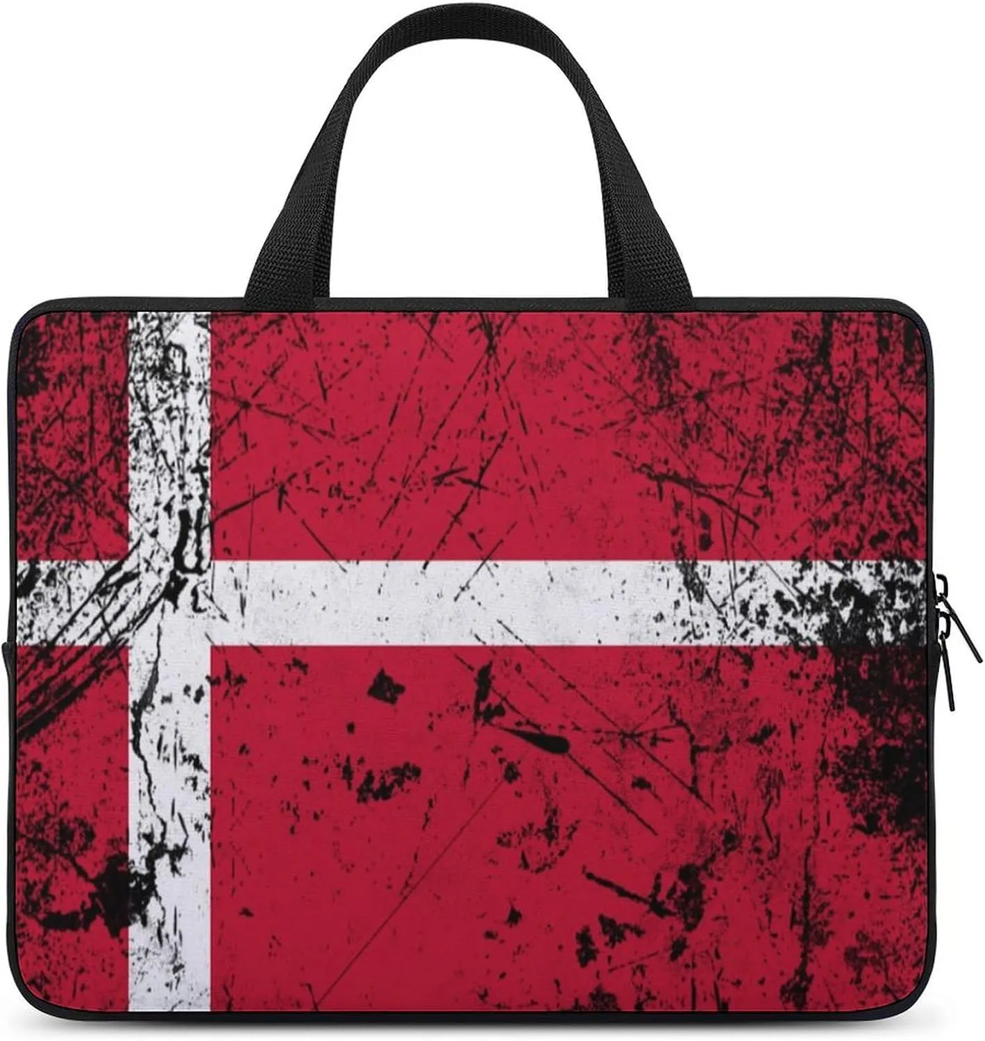 Black Grunge Texture Denmark Laptop Bag Laptop Case Computer Messenger Bag with Adjustable Shoulder Strap