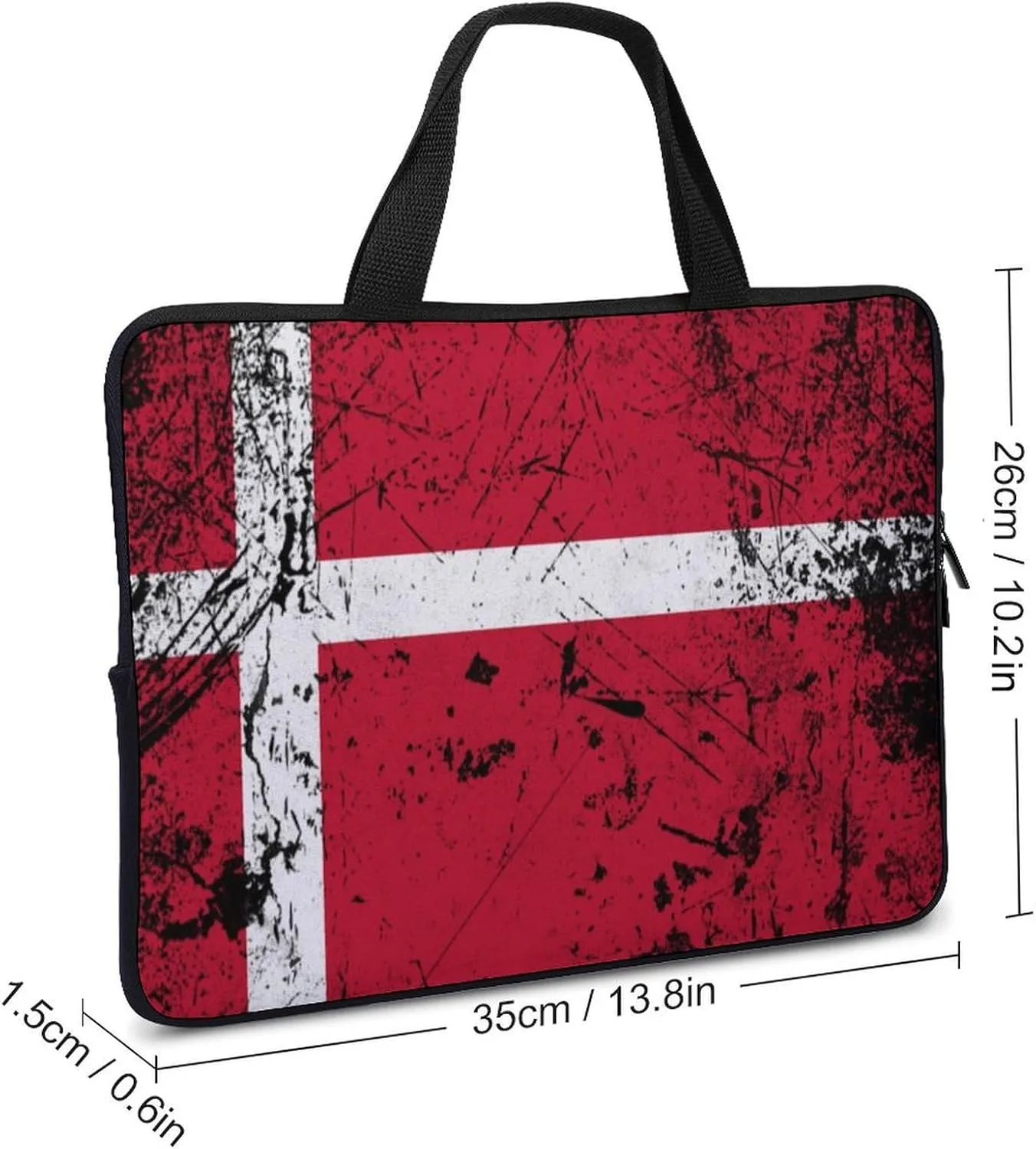 Black Grunge Texture Denmark Laptop Bag Laptop Case Computer Messenger Bag with Adjustable Shoulder Strap