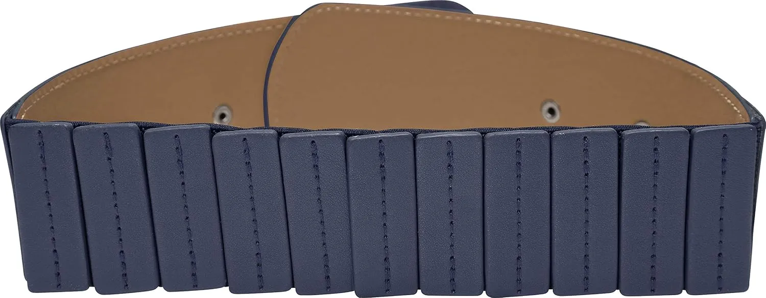 BlackButterfly Wide Elastic Stretch Retro Metal Interlock Buckle Belt
