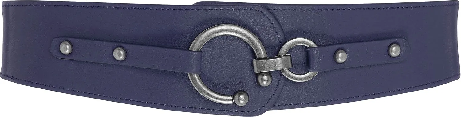 BlackButterfly Wide Elastic Stretch Retro Metal Interlock Buckle Belt