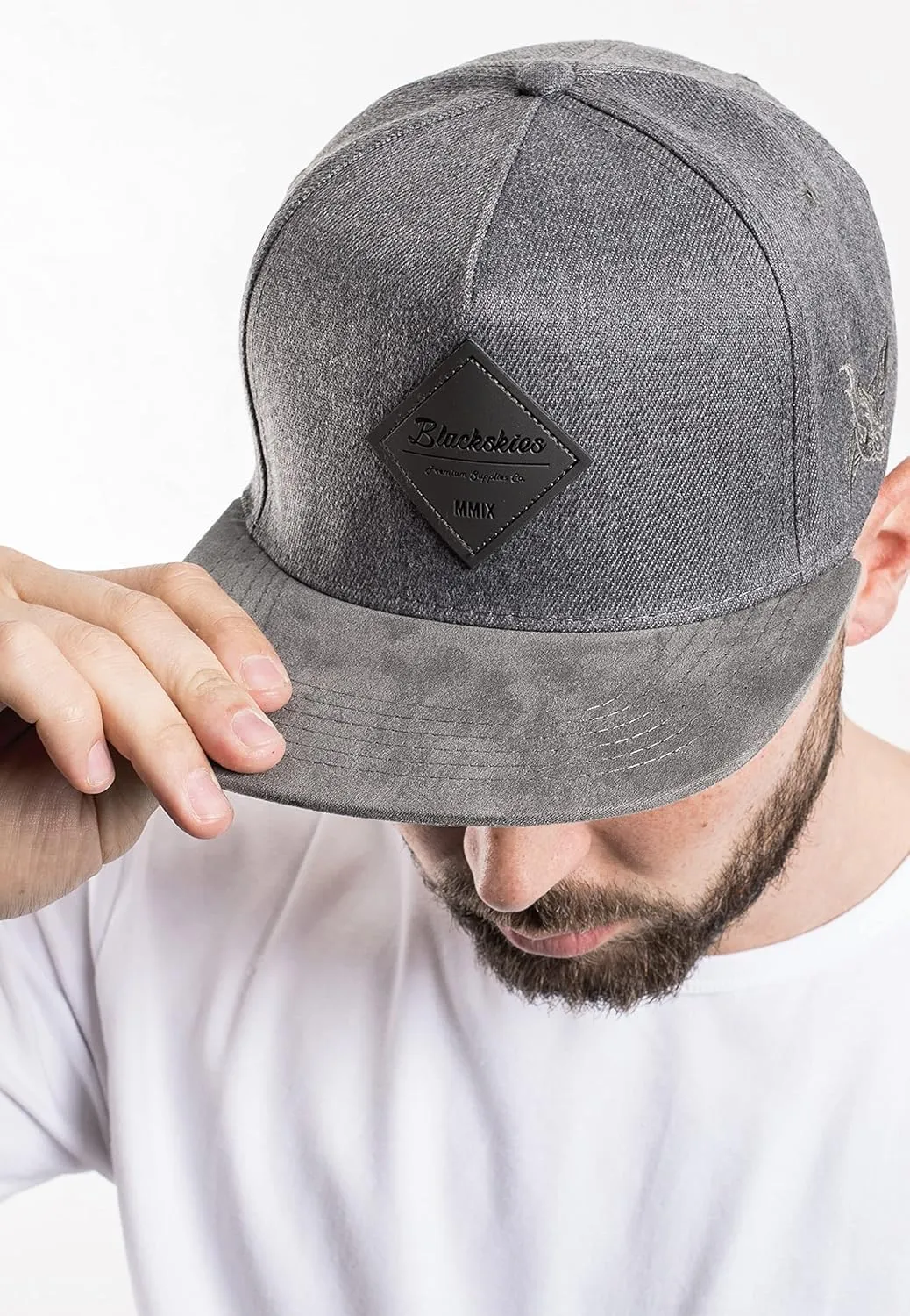 Blackskies Port Snapback Cap | Unisex Baseball Hat Cap Faux Suede Visor Suede