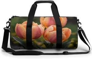 Blooming Orange Sport Gym Duffle Travel Bag for Women Men Overnight Weekender Bag with Shoe Compartment,Wet Pocket, 17.7in/9in/9in, style-37