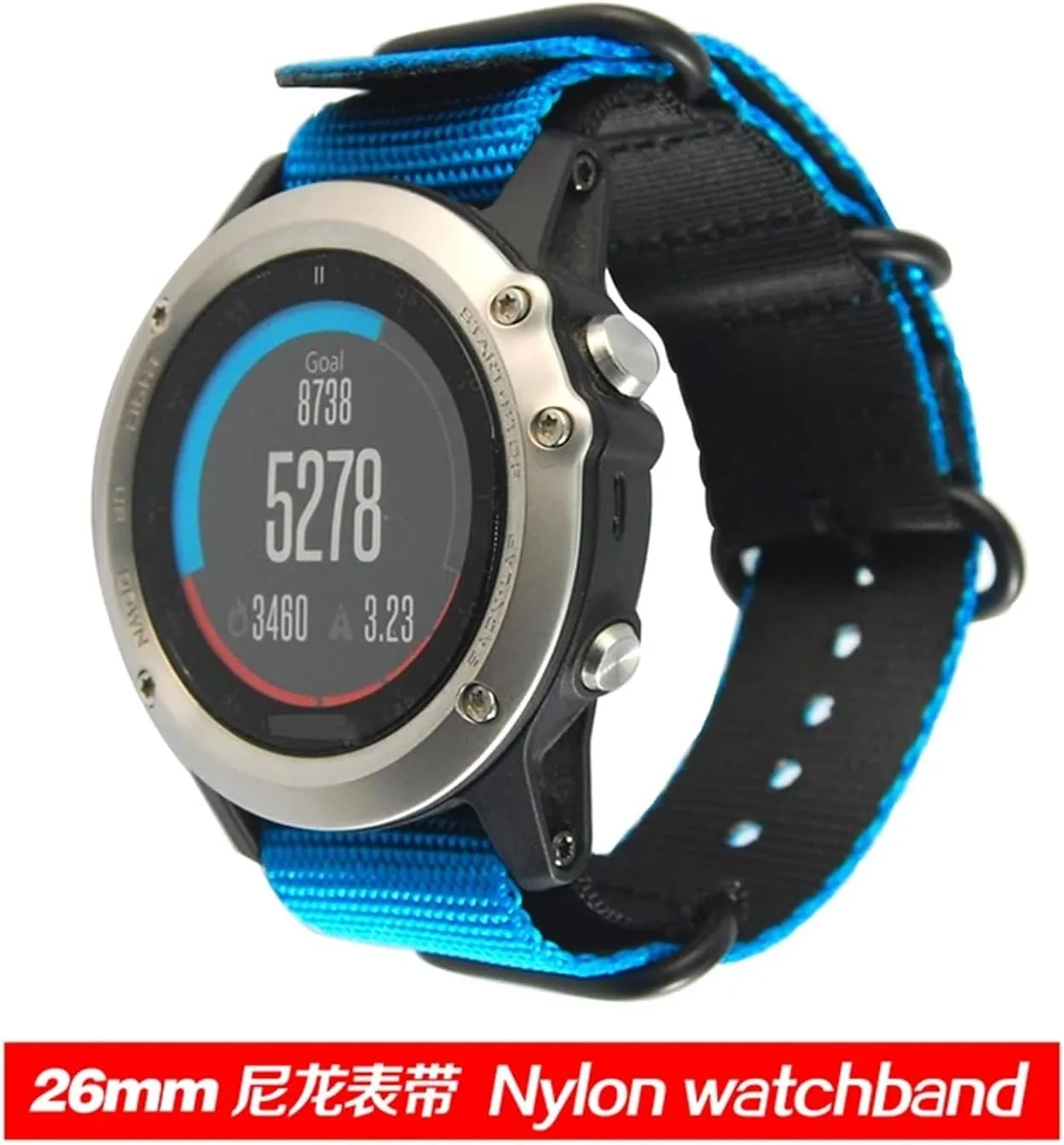 Blue-Black lengthen 24mm 26mm Watch Band Tactical Military Diving Nylon Waterproof