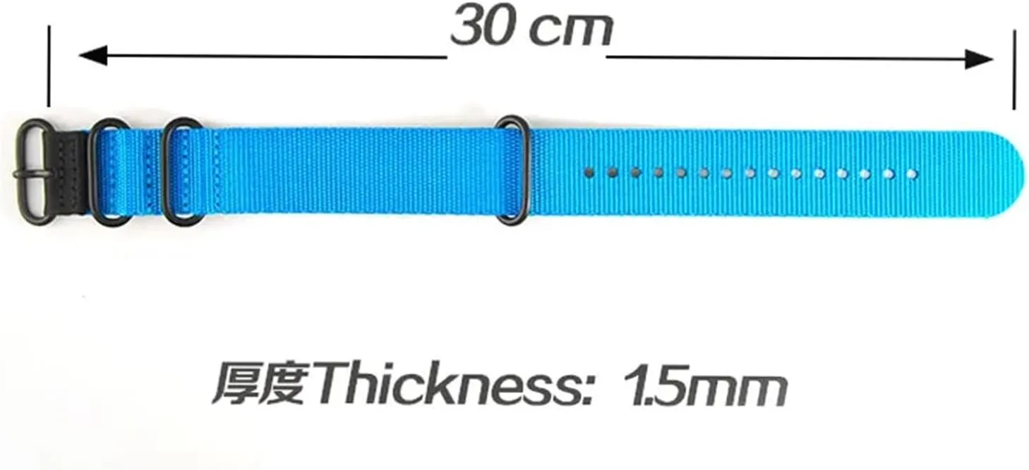 Blue-Black lengthen 24mm 26mm Watch Band Tactical Military Diving Nylon Waterproof