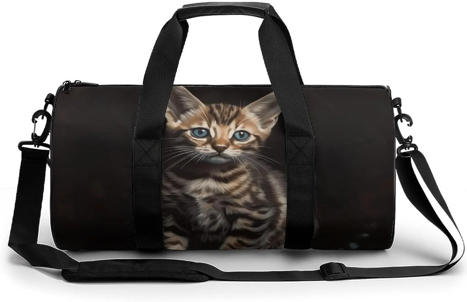 Blue Eyes Cat Sport Gym Duffle Travel Bag for Women Men Overnight Weekender Bag with Shoe Compartment,Wet Pocket, 17.7in/9in/9in, style-13