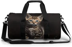 Blue Eyes Cat Sport Gym Duffle Travel Bag for Women Men Overnight Weekender Bag with Shoe Compartment,Wet Pocket, 17.7in/9in/9in, style-13