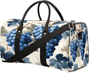 Blue Grapes Travel Duffle Bag, Sports Gym Bags for Women Men, Carry On Weekender Overnight Bag, Fruit Workout Hospital Airplane Trips Bag