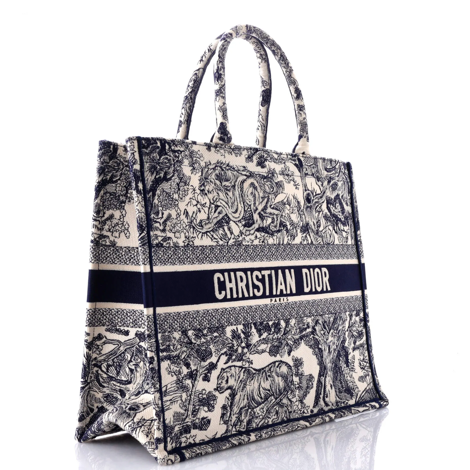Book Tote Embroidered Canvas Large