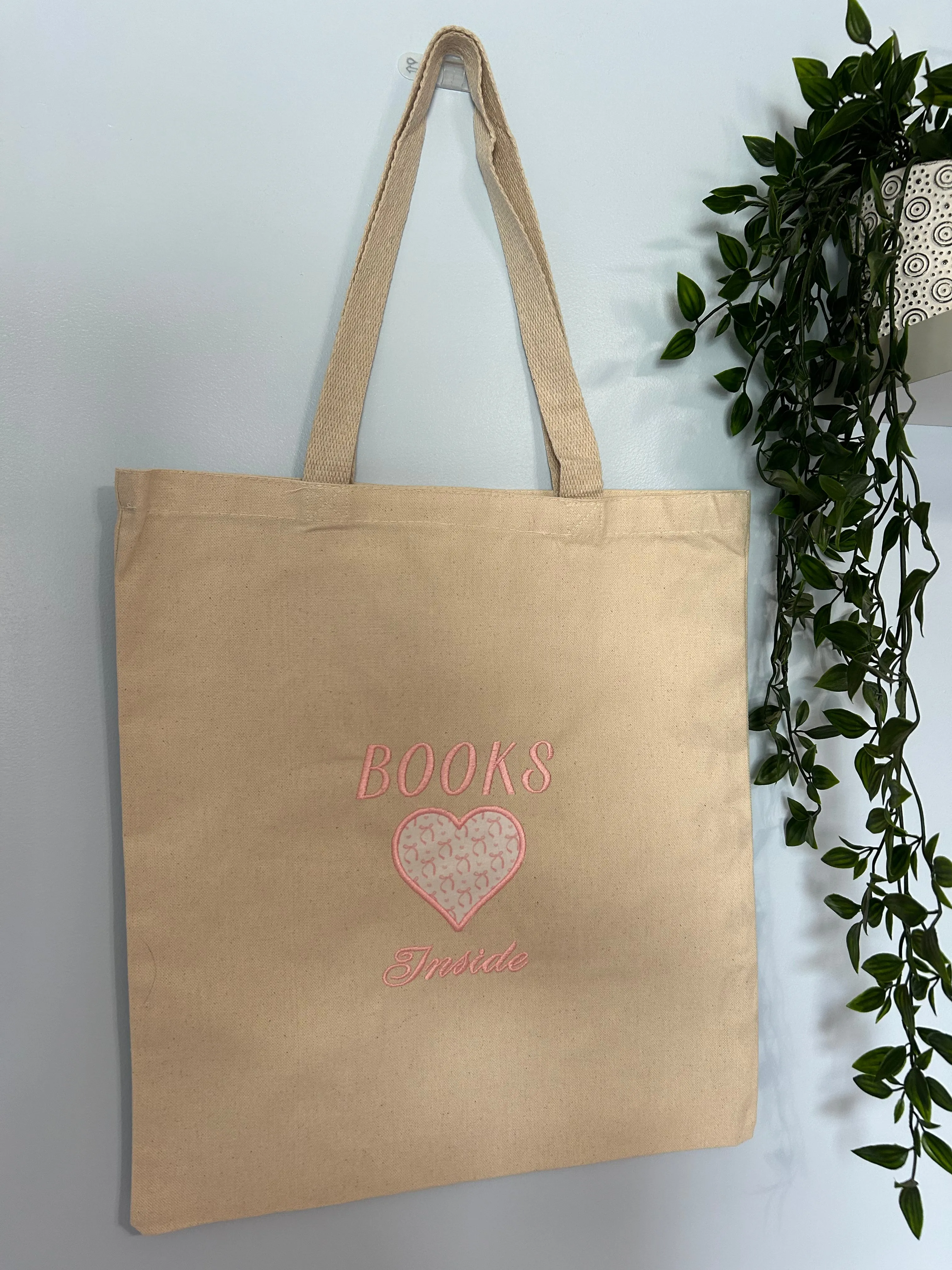 Books Inside Appliqué Tote Bag