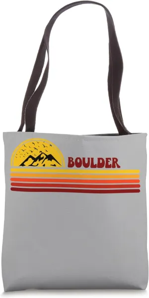 Boulder Vintage Sunset Logo Retro City Tote Bag