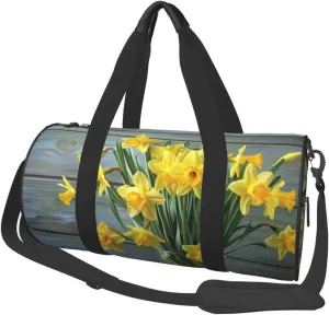Bouquet of Daffodils Printed Sports Gym Bag for Men Women Foldable Duffel Bag Carry On Weekender Bag for Travel Sports