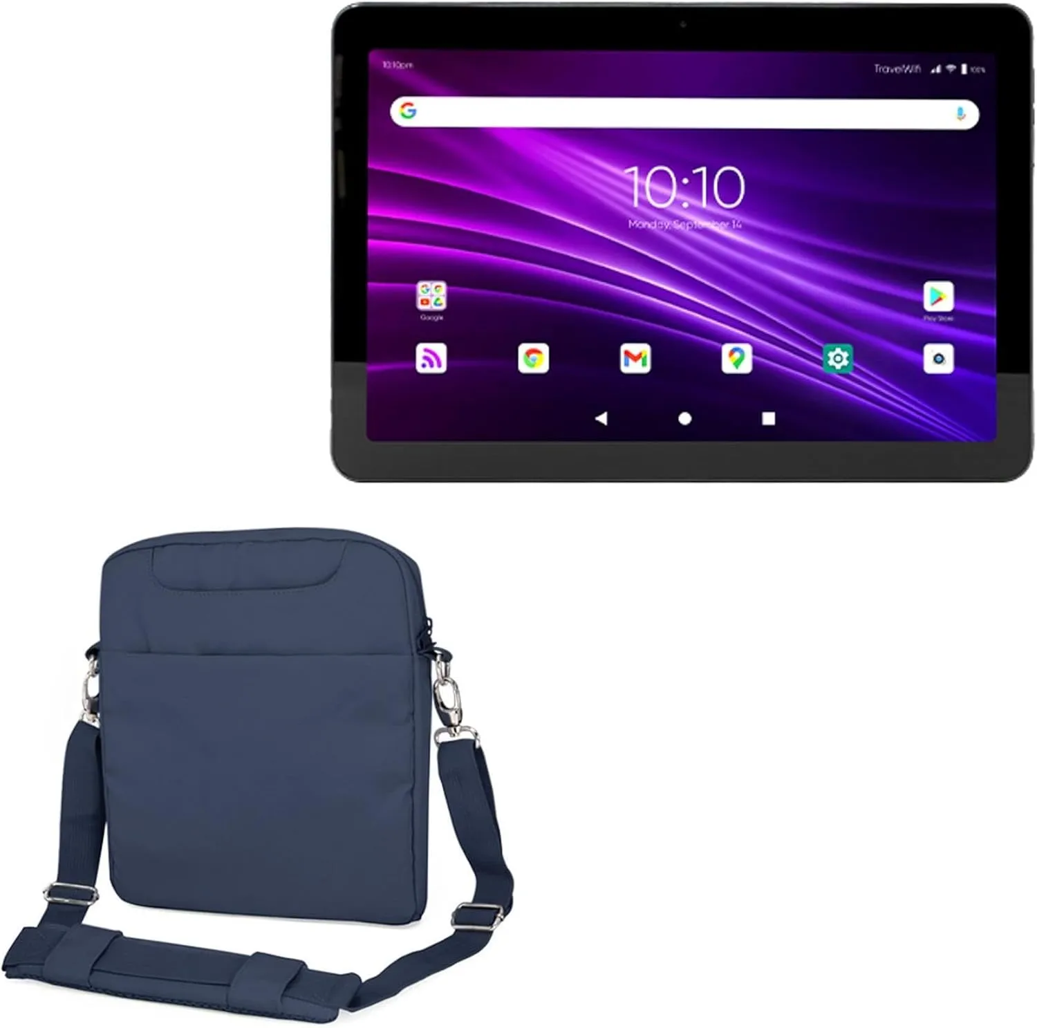 BoxWave Case Compatible with TravelWifi Sapphire Tablet - Encompass Urban Bag, Over Shoulder Messenger Straps Handle Bag Pockets - Navy