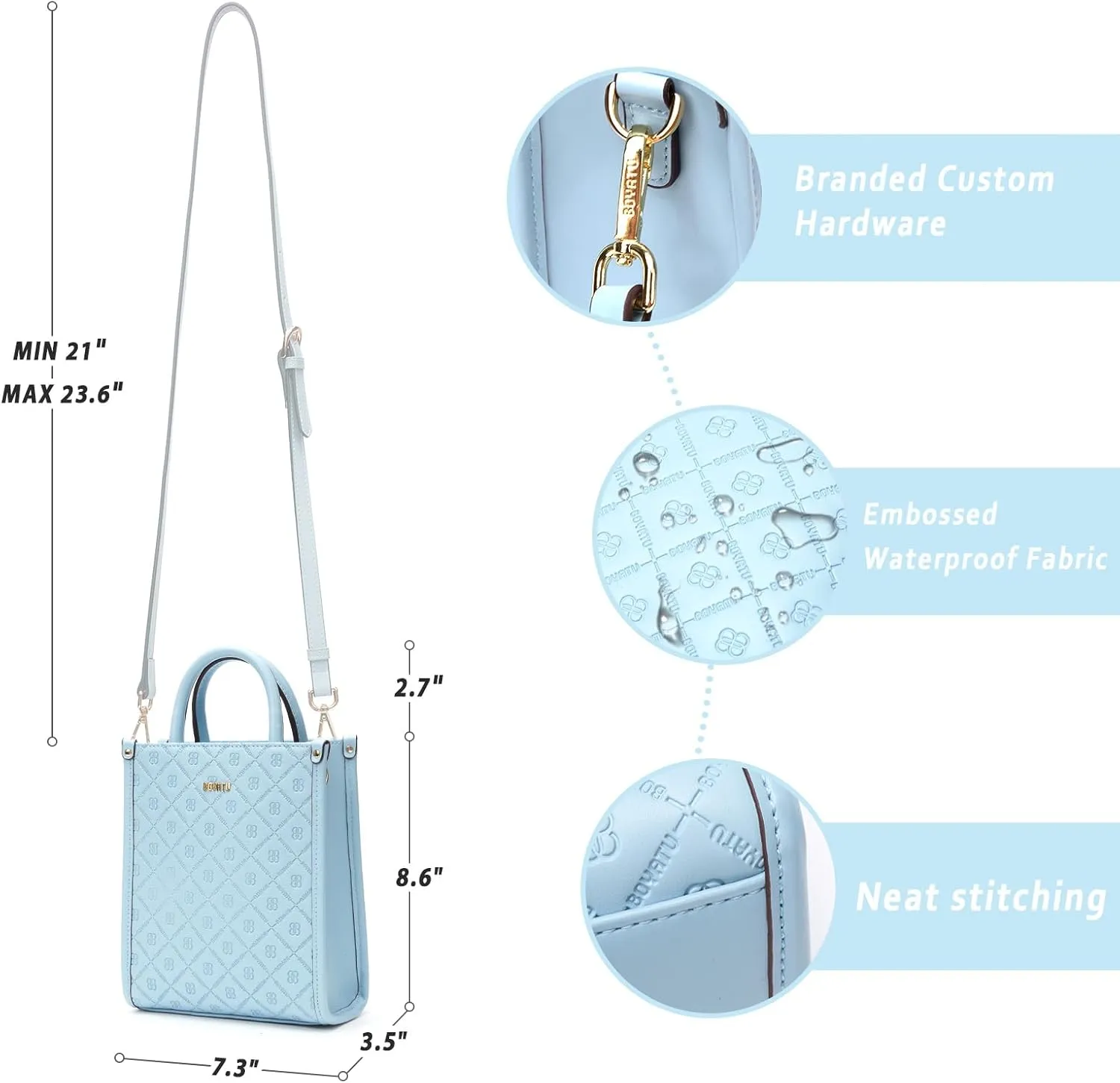 BOYATU Genuine Leather Tote for Women: Designer Top Handle Purse - Dressy Crossbody bag Small size