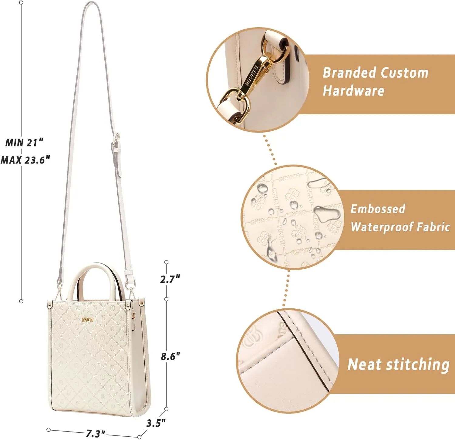 BOYATU Genuine Leather Tote for Women: Designer Top Handle Purse - Dressy Crossbody bag Small size