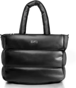 BOYATU Puffer Tote Bag for Women: Quilted Puffy Tote Purse with Zipper - Vegan Leather Satchel Bag for School Work Travel Gym