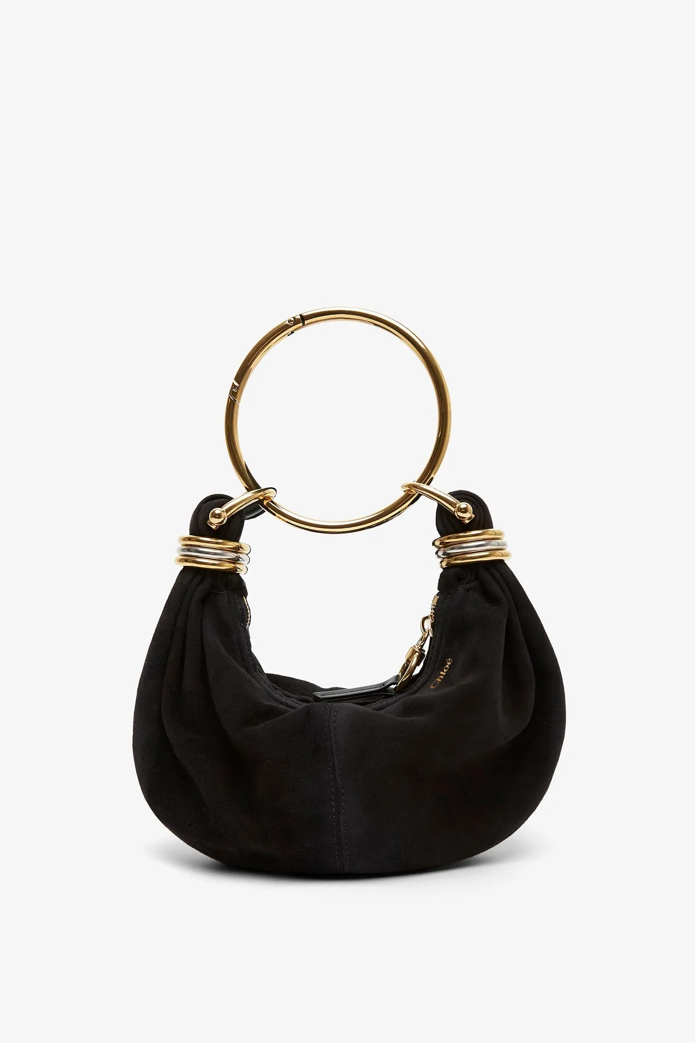 Bracelet black mini suede hobo bag